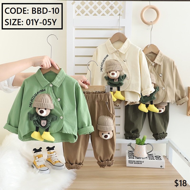New Arrival Boys Doll Lapel Shirt Long Sleeve Suit Boys Casual Trousers Two-piece Set -2025 Spring