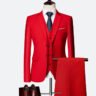 Foreign trade formal wear men's business suit three piece two button suit - Red