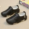 Popular trending non-slip soft-soled Children's Leather Shoes - Black