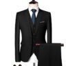 Foreign trade formal wear men's business suit three piece two button suit - Black