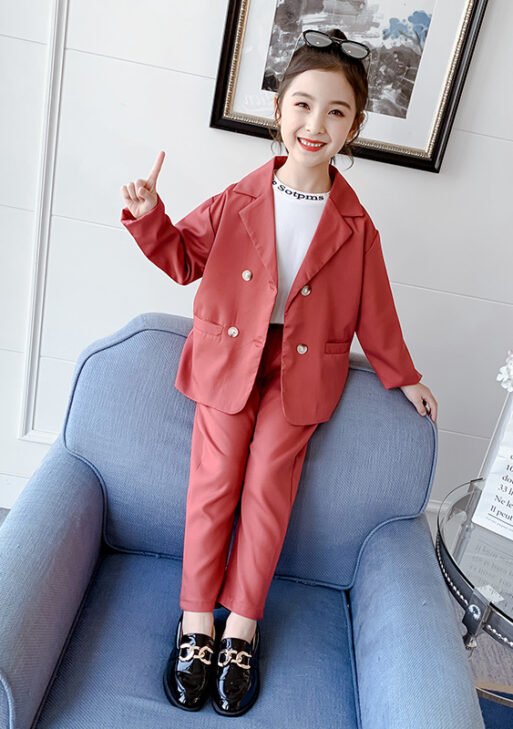 Girls' two-piece suits Blazer jackets