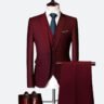 Foreign trade formal wear men's business suit three piece two button suit - Maroon