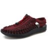 men's outdoor beach shoes personality strap trendy camouflage couple trend - Red Wine