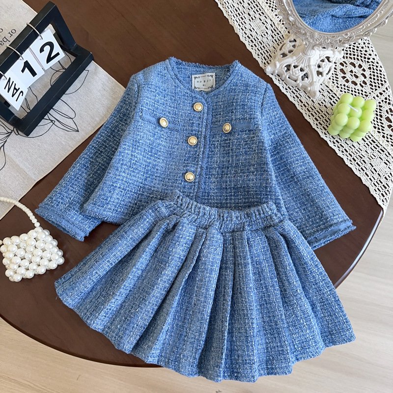 Girls'new fashion jacket skirt two-piece suit Chanel style skirt suit 2025.
