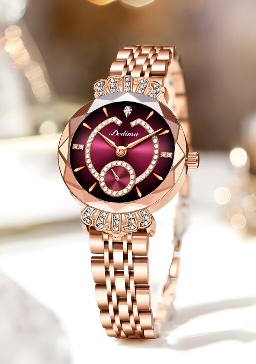 Star-style women's crown-shaped diamond-studded waterproof steel hand watch