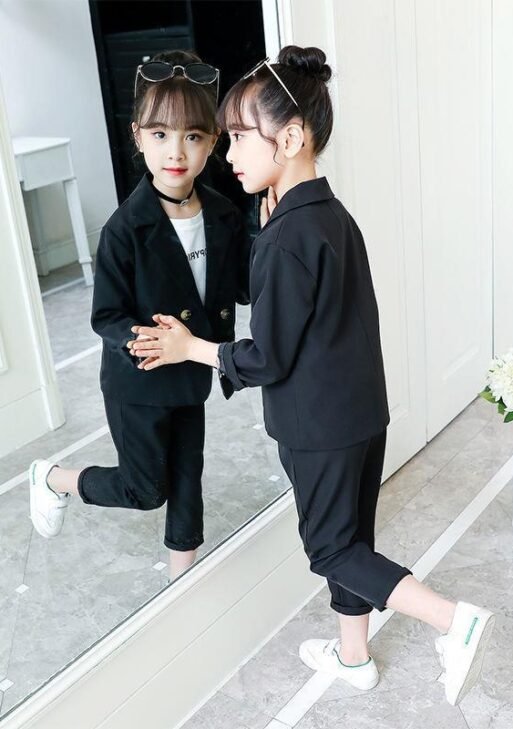 New arrivals Korean style suit Girls Blazer with trousers, two-piece Set.