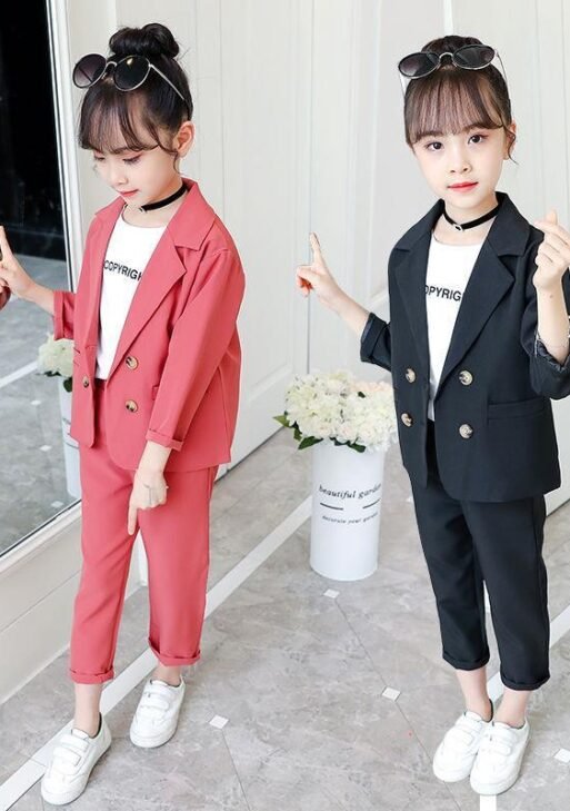 New arrivals Korean style suit Girls Blazer with trousers, two-piece Set.