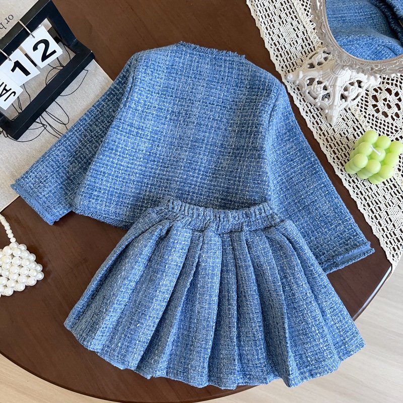 Girls'new fashion jacket skirt two-piece suit Chanel style skirt suit 2025. - Image 1