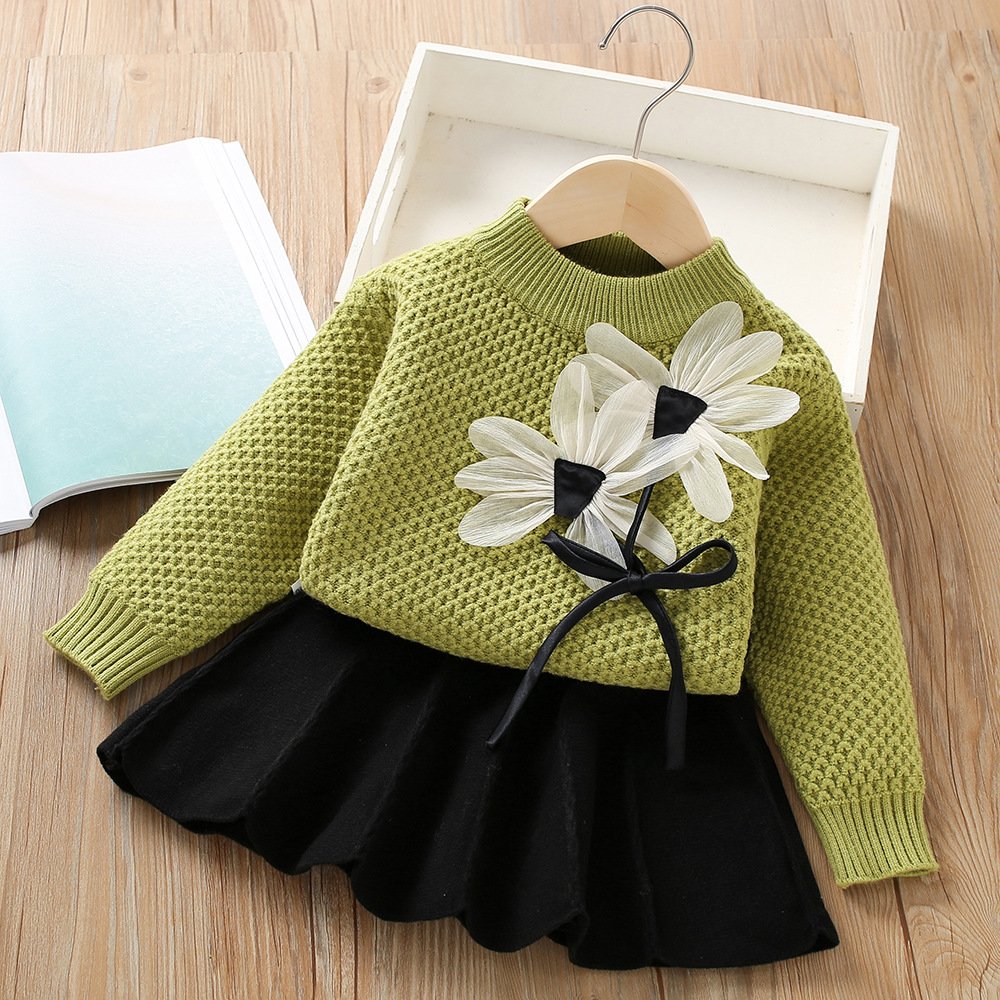 Baby girl long-sleeved skirt princess children's two-piece suit trendy - Image 2
