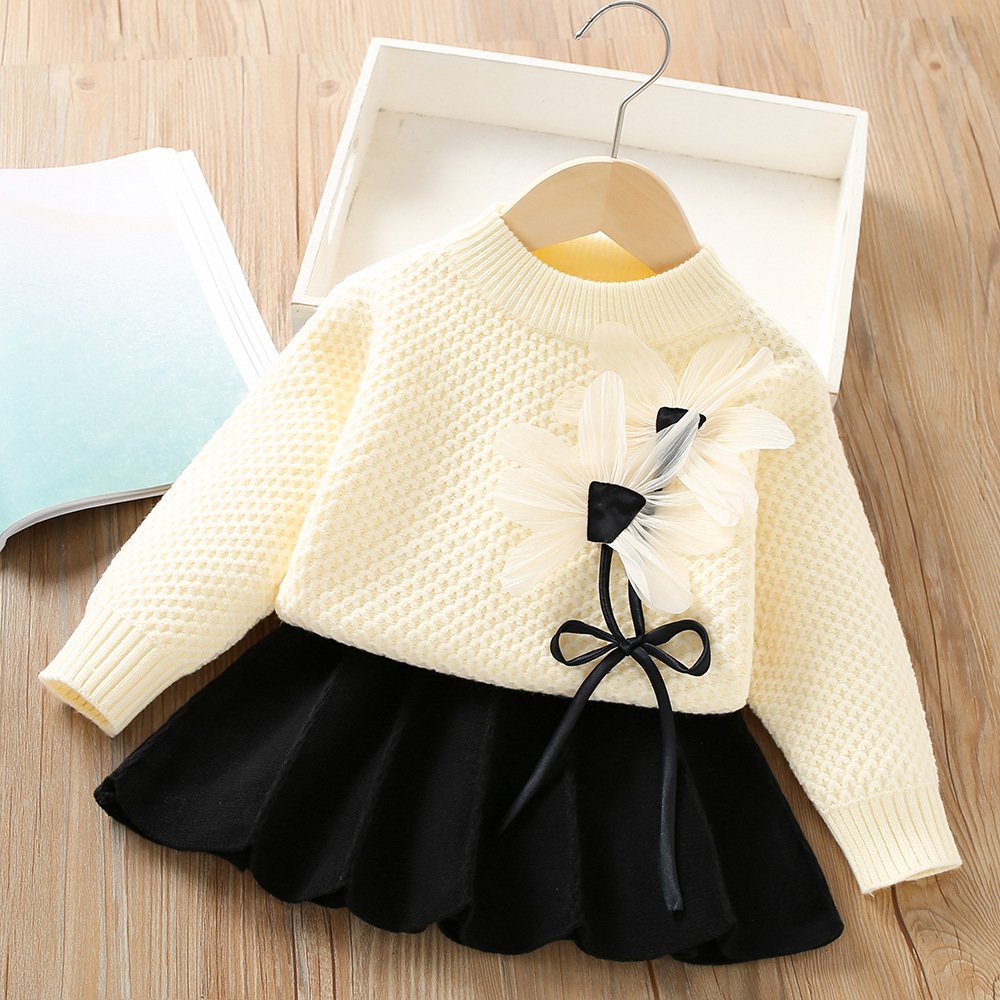 Baby girl long-sleeved skirt princess children's two-piece suit trendy - Image 3