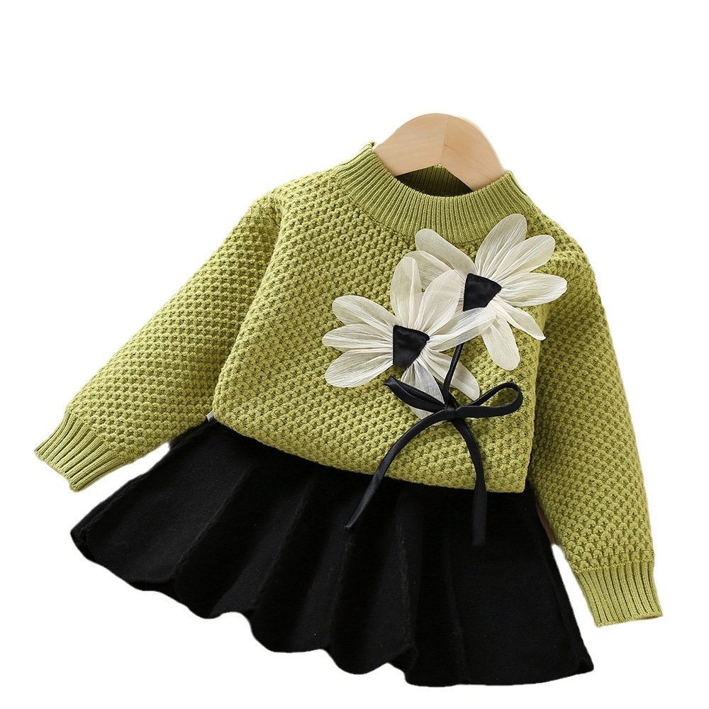 Baby girl long-sleeved skirt princess children's two-piece suit trendy - Image 4