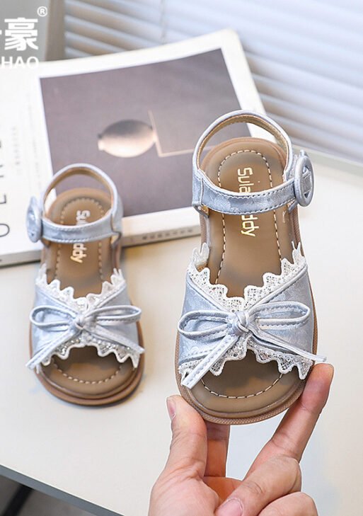 SHEIN niche design lace girls flat bow princess shoes 2025.