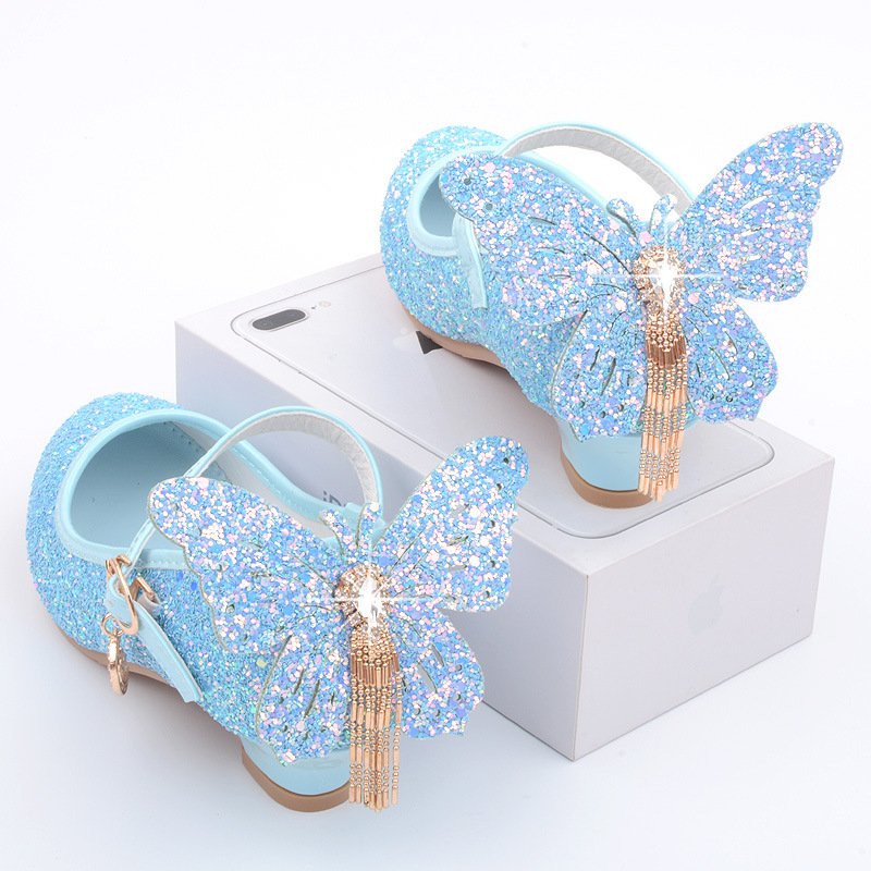 New Girls' High Heels, Princess Elsa Leather Shoes - Image 5