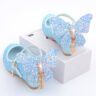 New Girls' High Heels, Princess Elsa Leather Shoes - Sky-Blue