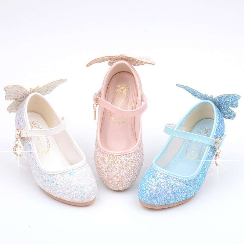 New Girls' High Heels, Princess Elsa Leather Shoes - Image 7