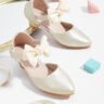 2025 Pointed Hollow High Heel Bow Princess Shoes. - White