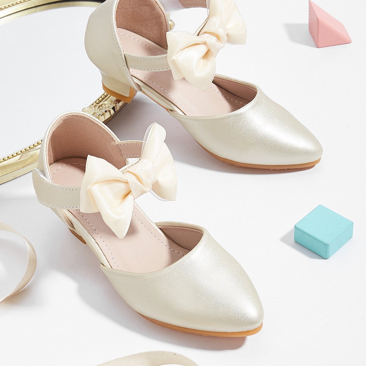 2025 Pointed Hollow High Heel Bow Princess Shoes.